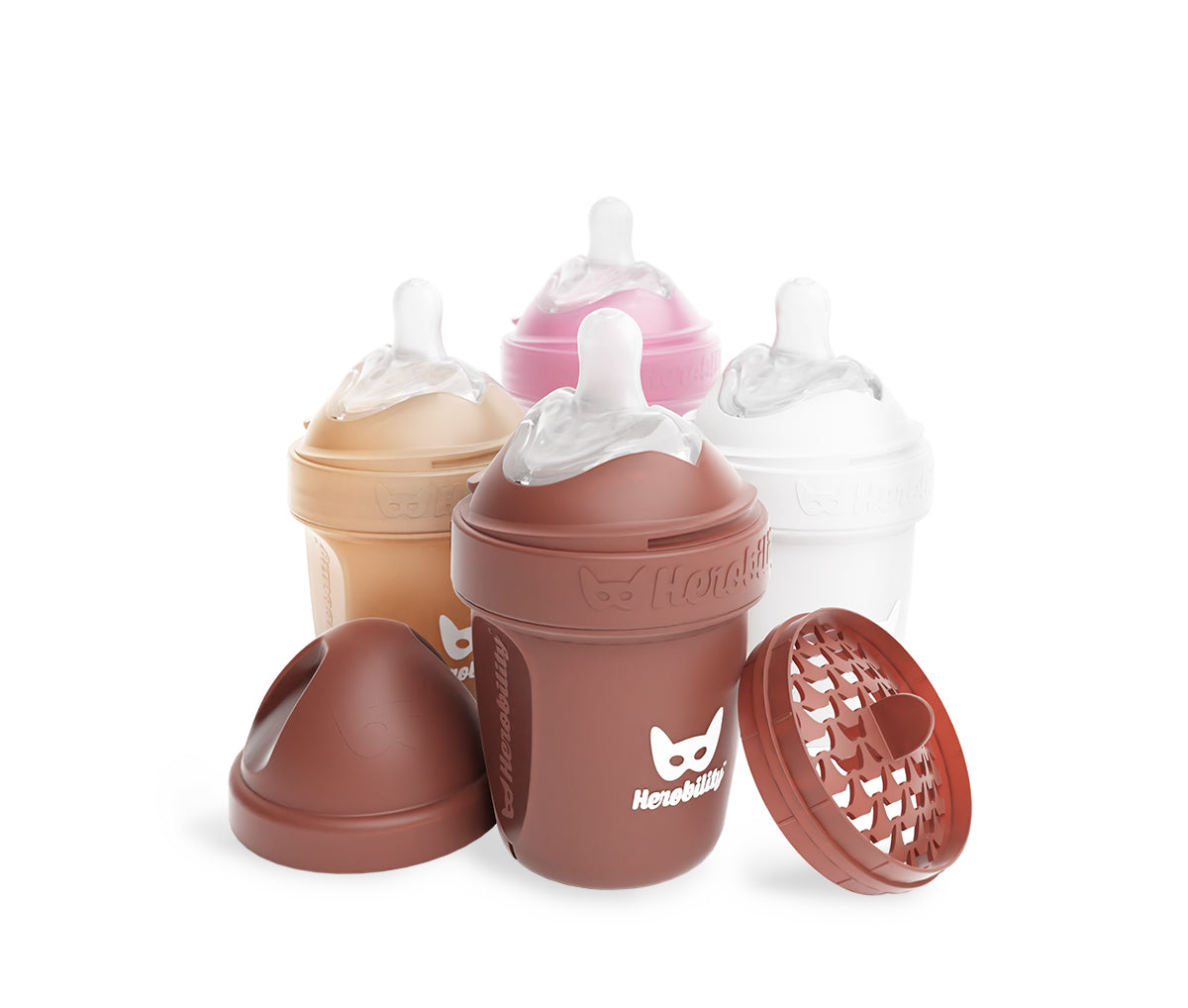 4-pack Nappflaskor 140 ml - Woodchuck, Sand, Rosa och Vit