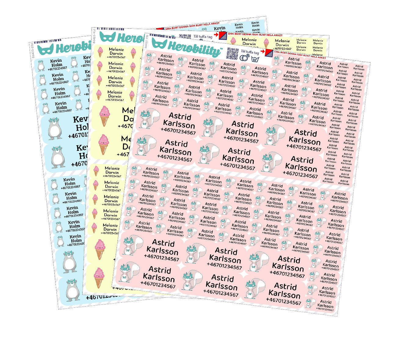 115 Etichette Nome in varie dimensioni (nuovo design)