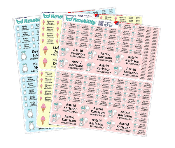 115 Etichette Nome in varie dimensioni (nuovo design)