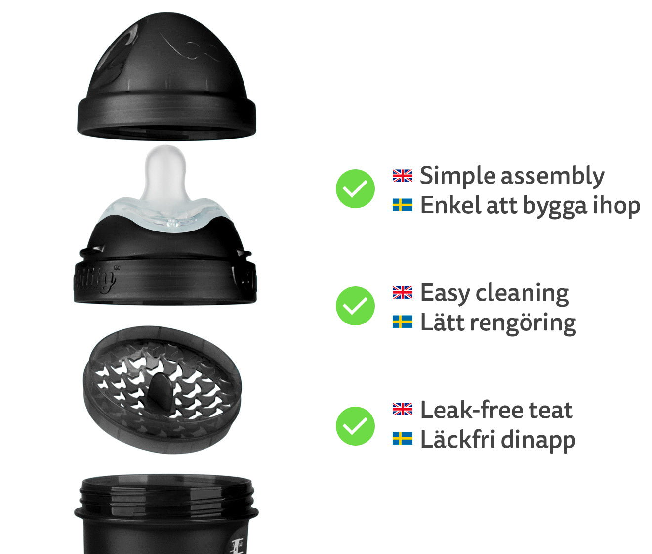 Biberon Doppio Sistema Anti-Colica LT 140 ml Nero