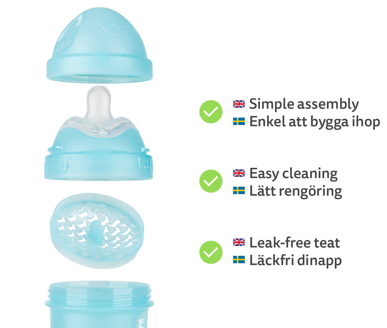 Biberon Doppio Sistema Anti-Colica LT 140 ml Blu