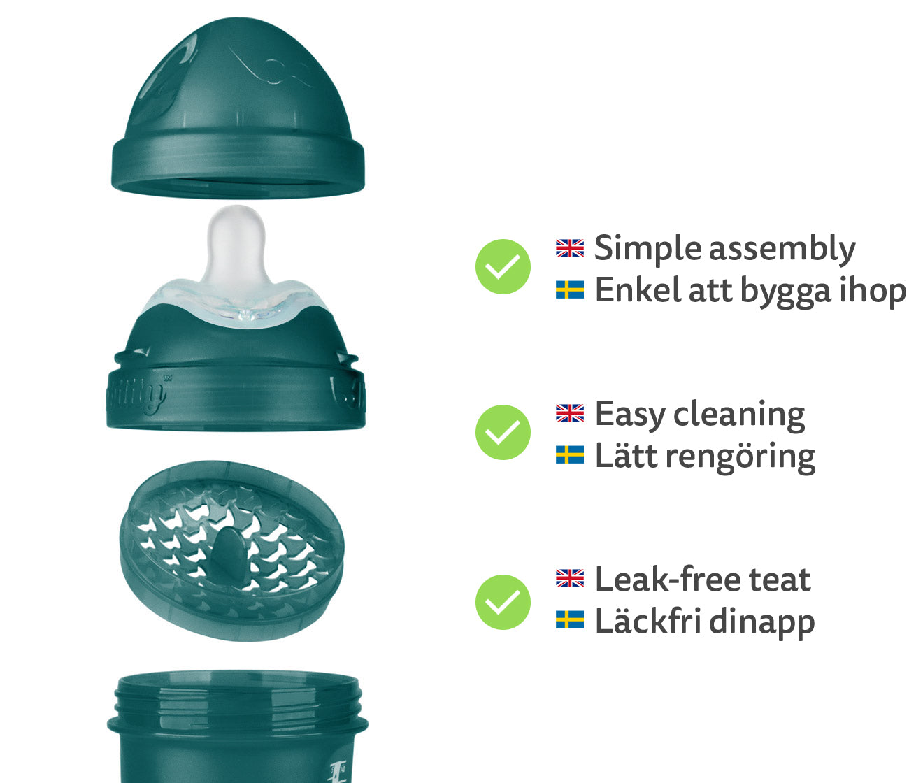 Biberon Doppio Sistema Anti-Colica LT 140 ml Verde Scuro