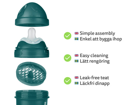 Biberon Doppio Sistema Anti-Colica LT 140 ml Verde Scuro
