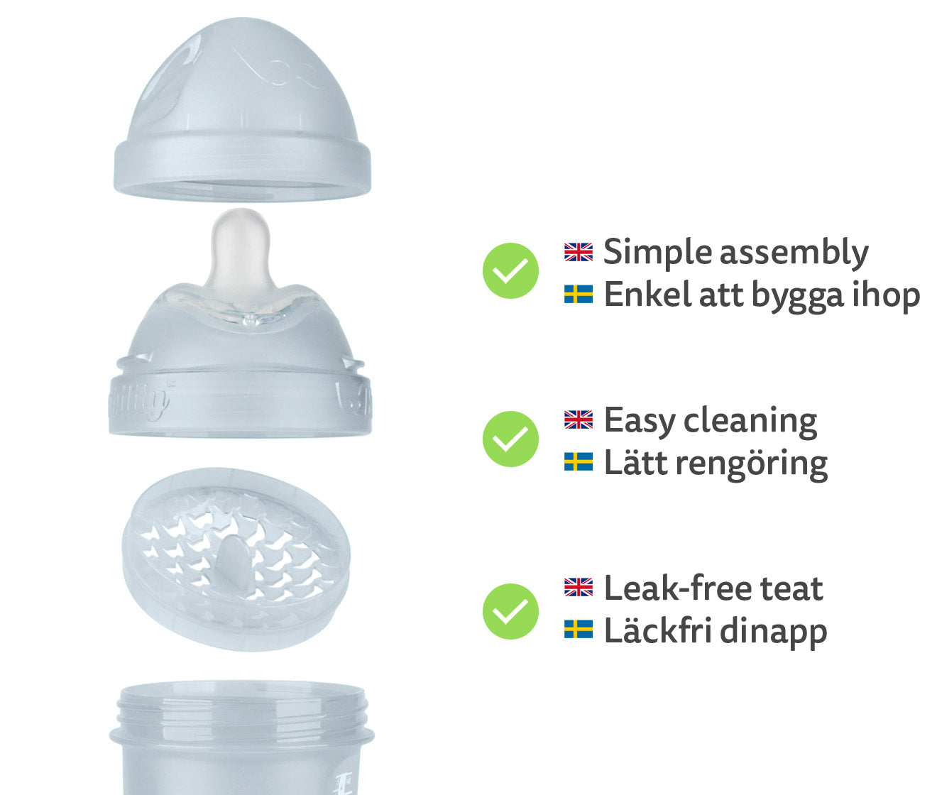 Biberon Doppio Sistema Anti-Colica LT 140 ml Grigio