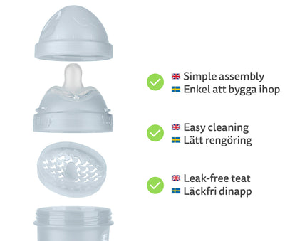 Biberon Doppio Sistema Anti-Colica LT 140 ml Grigio