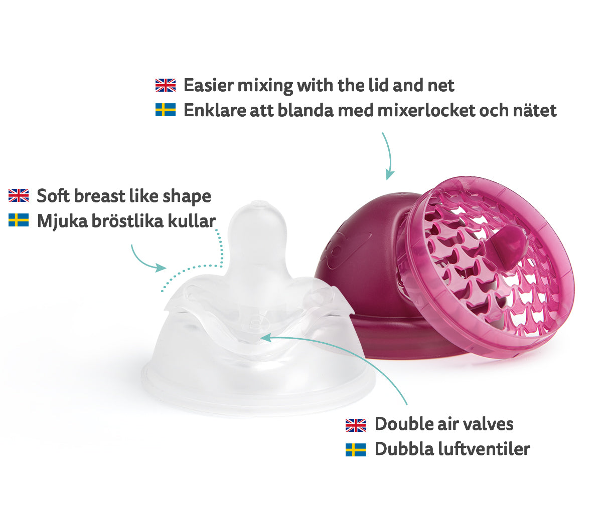 Biberon Doppio Sistema Anti-Colica LT 140 ml Merlot