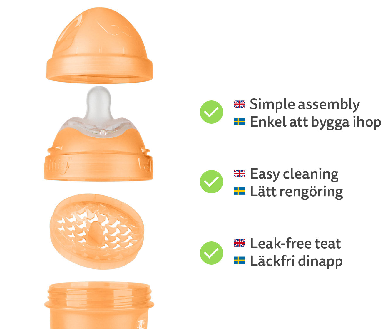 3-pack Nappflaskor 240 ml – Peach