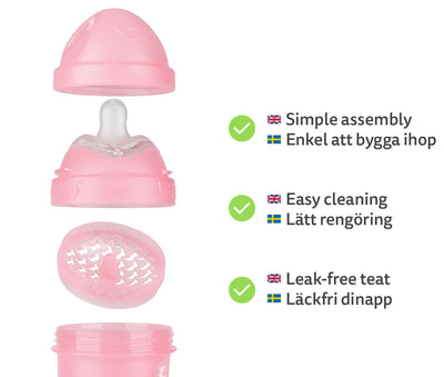 Biberon Doppio Sistema Anti-Colica LT 340 ml Rosa