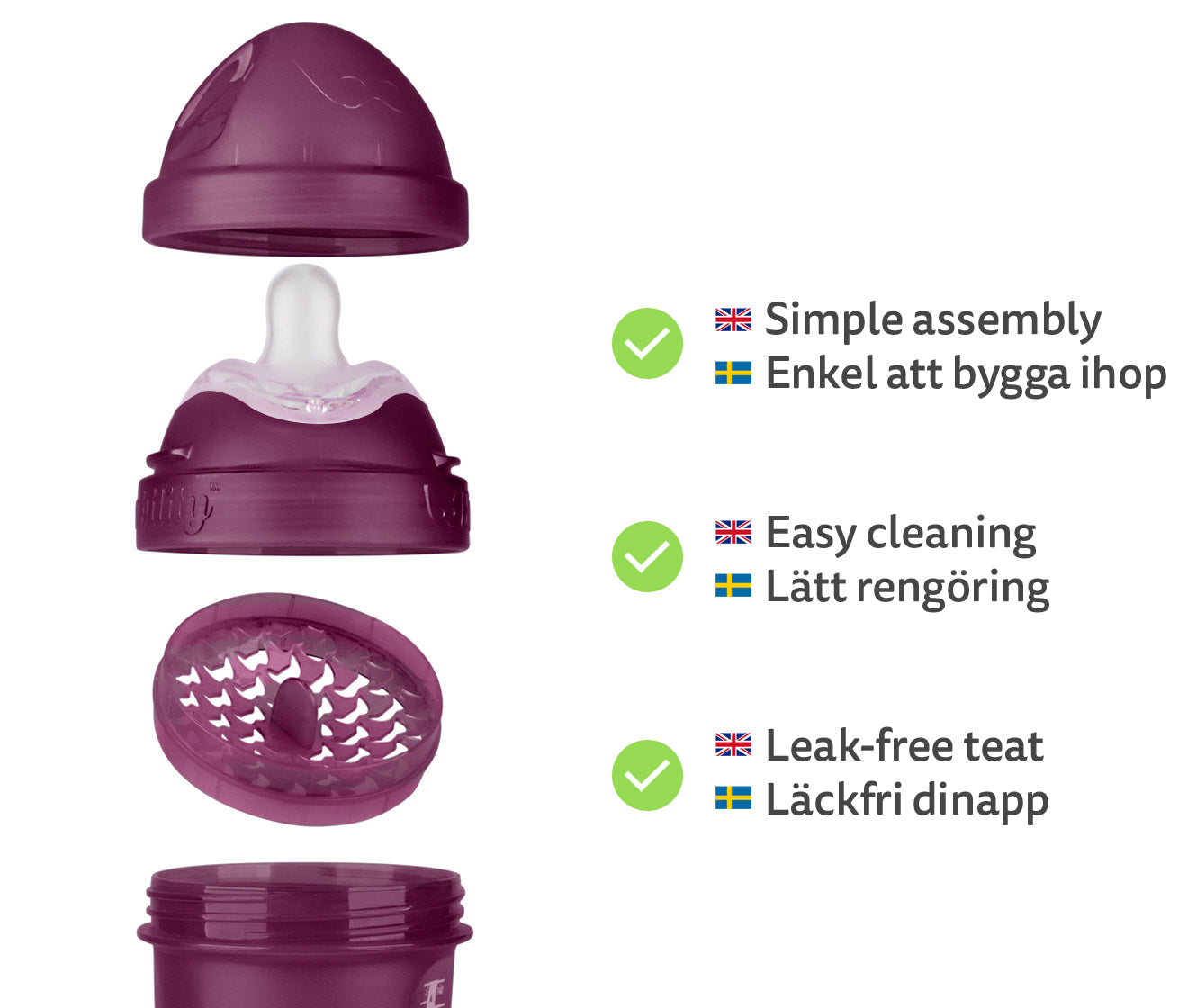 Biberon Doppio Sistema Anti-Colica LT 240 ml Merlot