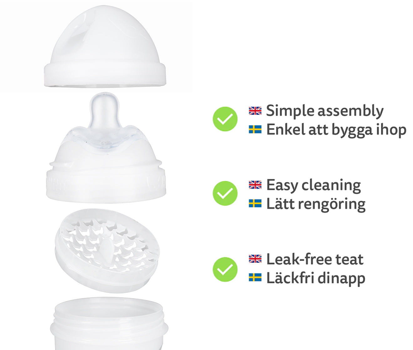 Biberon Doppio Sistema Anti-Colica LT 240 ml Bianco